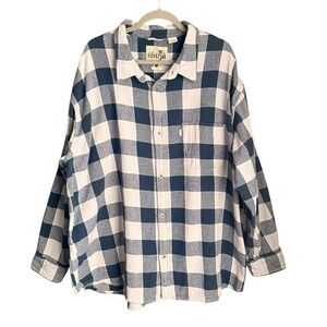 Levi’s SilverTab Men’s XXL 100% Cotton Flannel Shirt Blue White Buffalo Plaid